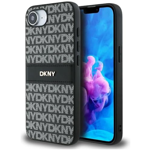 CG MOBILE DKNY Motif Texture répétée avec bandes ton sur ton pour iPhone 16e (noir)