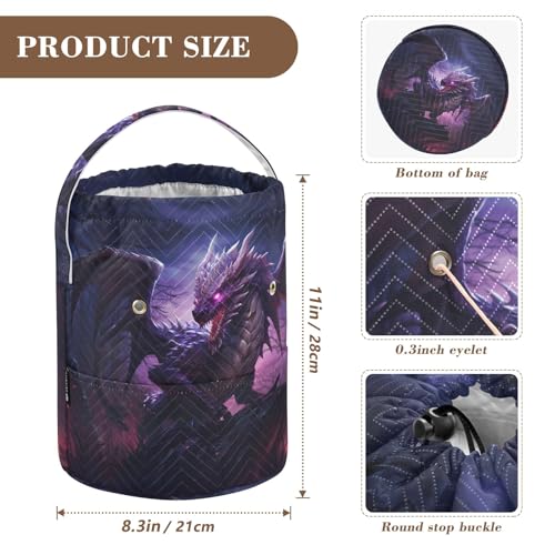 Image of Yarn Storage Bag Small Crochet Bag Knitting Bag Organizer Dragon Pterosaur Yarn Bags for Crocheting Basket