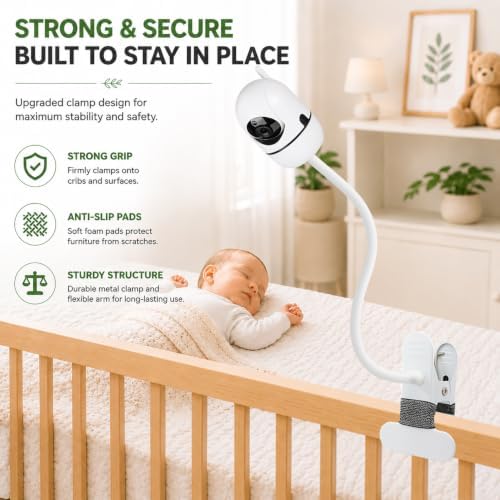 SZAOYU HelloBaby HB6560/HB65/HB6550/HB6550/HB6550 pro/HB66/HB248, ANMEATE SM935E 베이비 모니터 카메라와 호환되는 15.7인치 베이비 모니터 마운트 유연한 클립 클램프 마운트 롱 구즈넥 암 — 사진 4