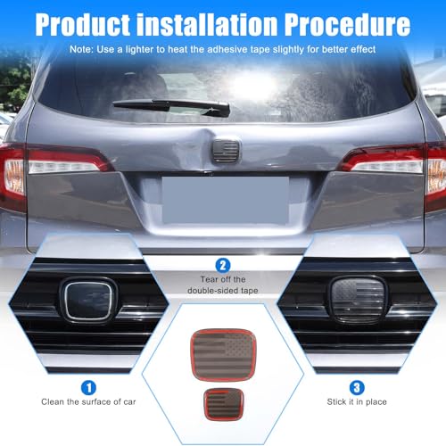 Image of Smoked Front Grille Rear Tailgate Emblem Cover for Honda Pilot 2019 2020 2021 2022, Front Rear Logo Overlay Protector Accessories ABS Material 2PCS (Style B)