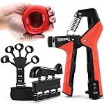 Grip Strength Trainer Kit, 4 Pack Hand Gripper Strengthener with Adjustable Resistance, Forearm Exerciser, Finger Strengthener & Stress Relief Ball for Muscle Building & Injury Recovery