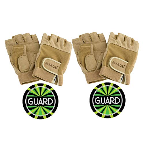 Ever-DRI Color Guard Gloves and Guard Decal Bundle - Two Pack (tan or Black) (Tan, SM)