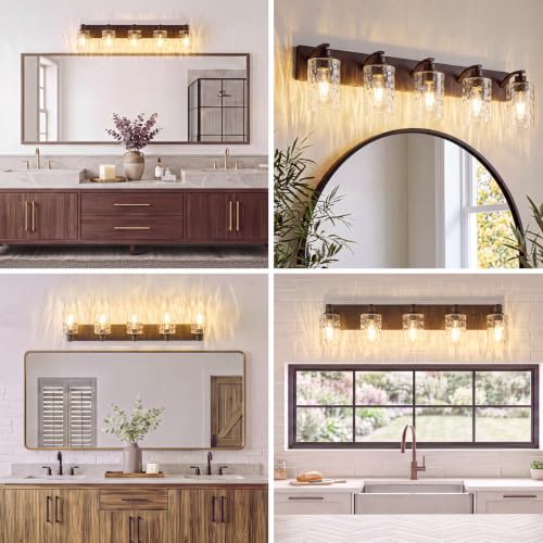 Image of 5-Light Bathroom Light Fixtures Modern ORB Vanity Lights