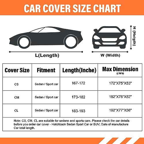 Image of Coverado 6 Layers Car Cover Waterproof All Weather, Soft Cotton Lined Coupe Cover, Outdoor Heavy Duty Car Covers Rain Snow UV Hail Protection, Full Covers Universal Fit for Sports Car (173 inch-182 inch)