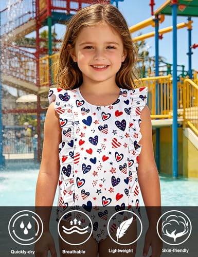 Image of RAISEVERN Baby Girls Swimsuit Ruffles Bathing Suits Cute Beach Sport Swimming Backless Summer One Piece Swimwear 2-7 Years