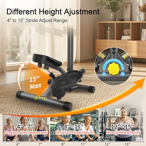 Image of ZIWWVY Stepper Machine with Resistance Bands, Mini Stepper with 300LBS Weight Capacity, Twist Stepper for Full Body Workout, Adjustable Step Height, Smooth and Quiet, Step Machine for Men Women
