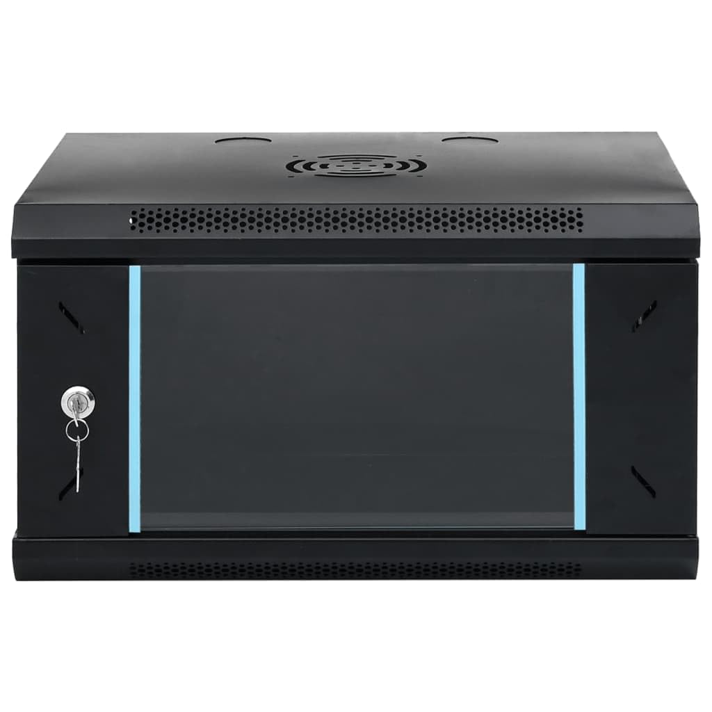 6HE Boîtier mural 19" - Armoire réseau - 53 x 40 x 30 cm - Noir - Verrouillable - Avec porte en verre - IP20