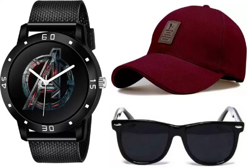 LAVISHABLE Latest Baseball Cotton Summer Fashion Cap for All Season Sports, Adjustable Buckle Casual Caps|Black Sunglasses and Multi Function Digital Watch for Men’s and Women’s Combo Pack of 3