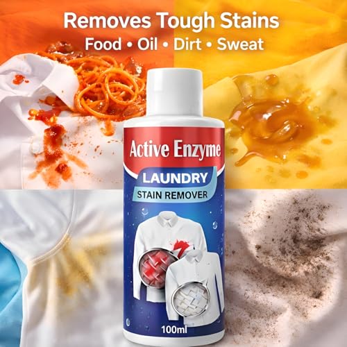 Image of Stain Remover for Clothes - 100ml | Active Enzyme Laundry Stain Remover for Clothes, Sofas & Cars Removes Tough Stains Spot Cleaner (Pack of 2)