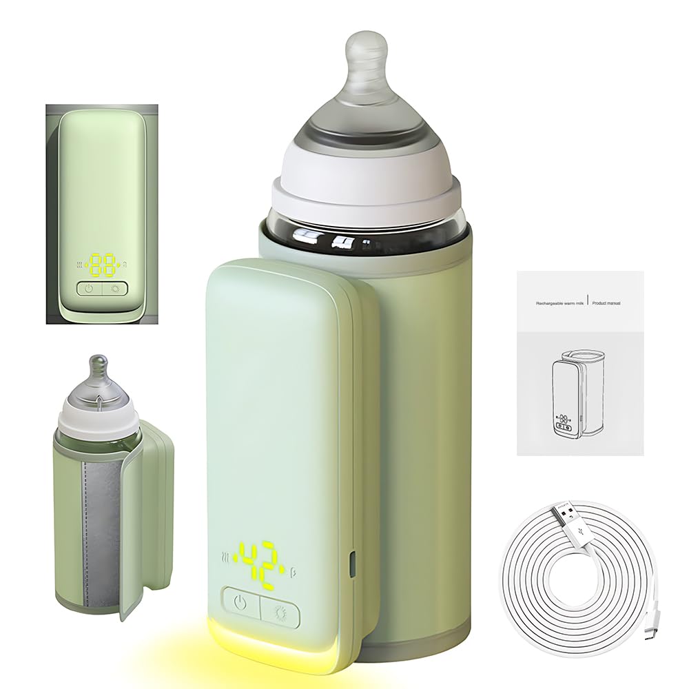 Flaschenwärmer Baby Unterwegs, HOVCEH Tragbarer Flaschenwärmer Baby, 8000mAh Dämmung Portable Bottle Warmer, Drahtloses Mobiler Babyflaschen Wärmer, Schneller Heizung, LCD Display