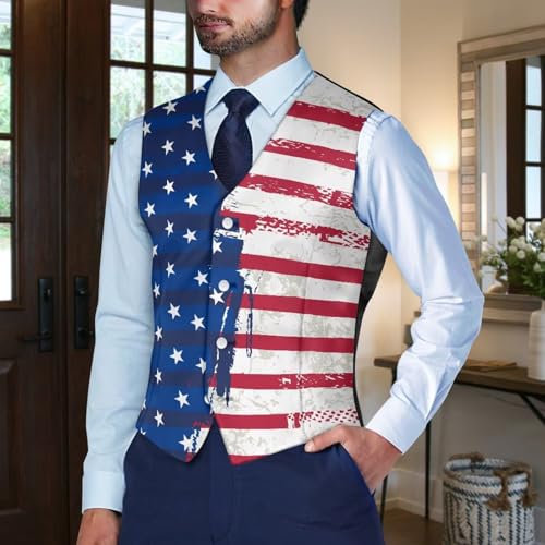 Men's Casual Dress Suit Vest with Buttons Slim Fit Business Formal Waistcoat Vests with Back Strap3