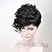 RUISENNA Short Curly Wavy Wigs for Black Women With Side Fashion Bangs Synthetic Hair Black Full Wigs Heat Resistant Fiber Wig