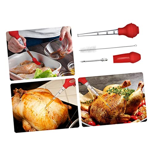 PRETYZOOM Turkey Baster Brush Set BBQ Tool Food for Sauce Meat Injector Kit with Seasoning Tube