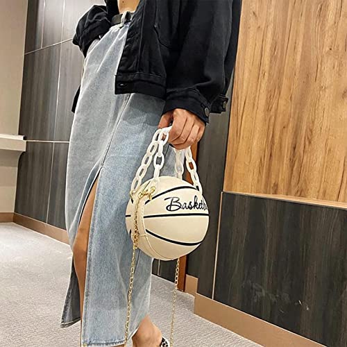 Sunlucky Women Basketball Shaped Shoulder Handbag Cute Mini Crossbody Bag Girls Messenger Tote Pu Leather Round Purse (Pink, One Size) #TOP4