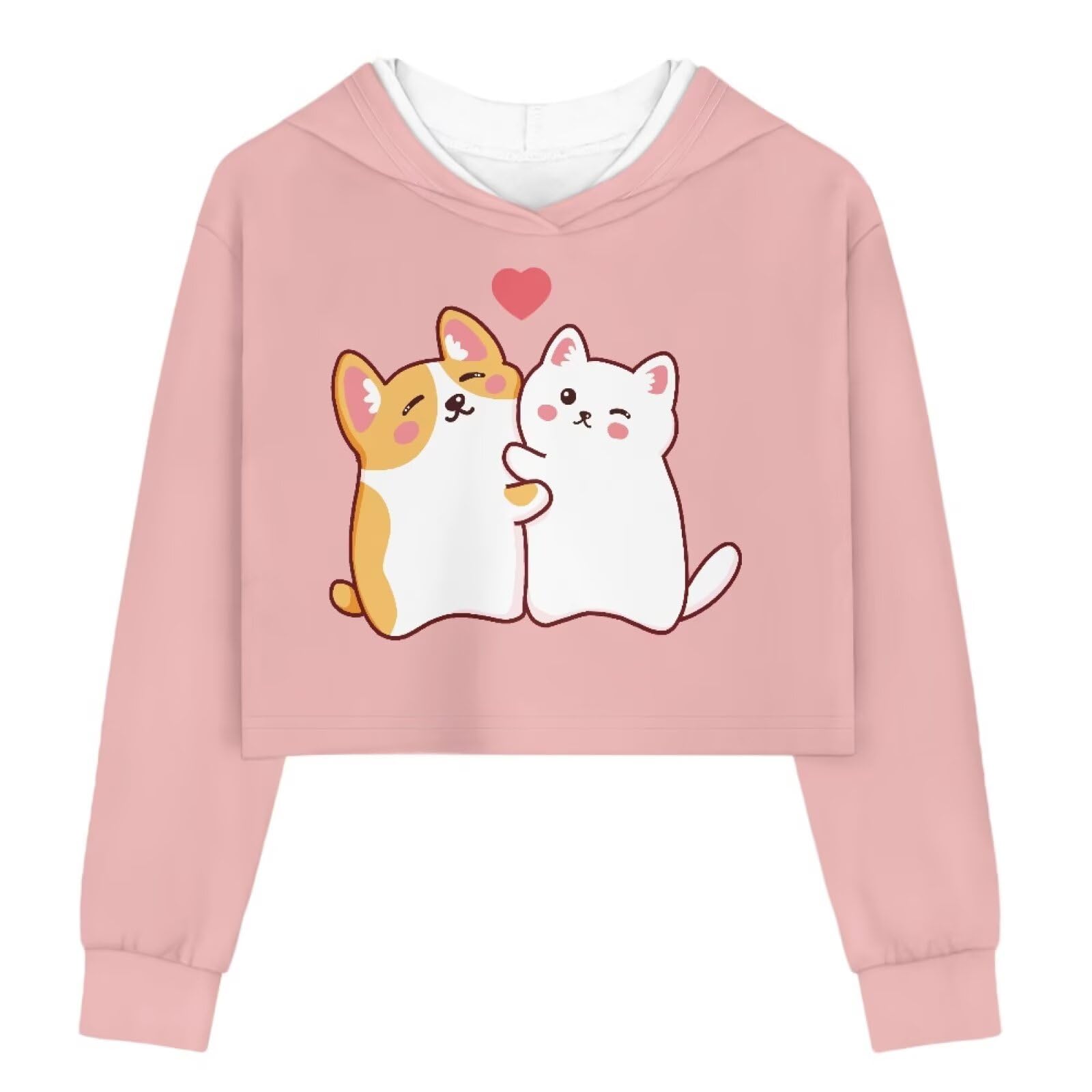 Girl's Long Sleeve Crop Hoodie Pullover Sweatshirts Tops 5-14Y