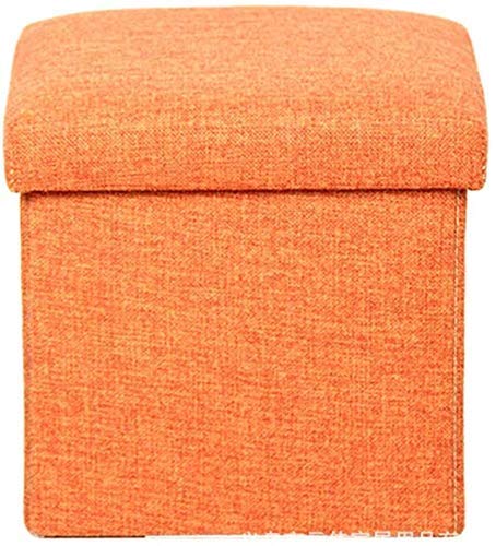 Repose-pieds de rangement pliable 25cm | Pouf cube en tissu marron pour salon et chambre
