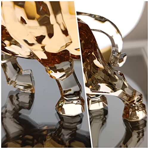 Hozuso Acrylic Wall Street Bull Statue Fengshui Bull Figurine Acrylic Lucky Stock Market Sculpture Home Office Desk Decorative Ornament (Amber) #TOP6
