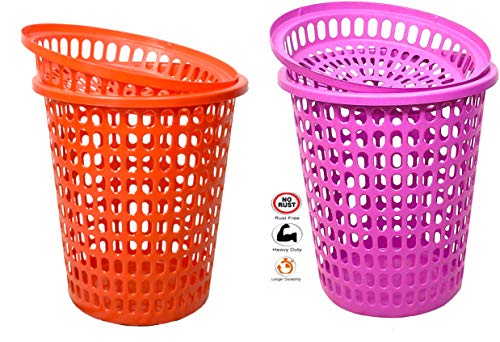Image of Plastic Durable Unbreakable 50 L 2 Royal Laundry Basket with Lid, Cap (Pink, Royal Red)