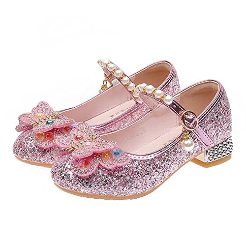 LOBTY Niñas Zapatos de Princesa Lentejuelas Niño Zapatos de Tacón Alto Bailarinas Sandalias Disfraz de Princesa Bodas Bola Cumpleaños Fiesta Navidad Halloween Carnaval Rosa Plata Azul EU23-41