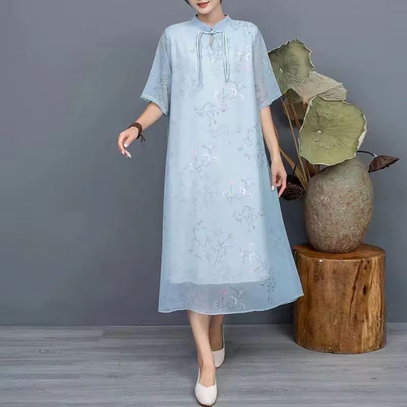 Robe d'été style chinois à franges fluide et confortable pour cocktail - 3