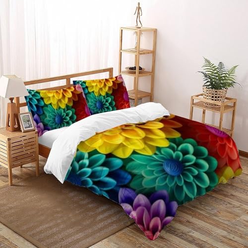 Housse de couette super king fleurs imprimé 3D microfibre 260x220cm - 2