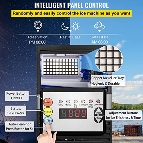 Vevor 110V Commercial Ice Maker Machine, 110Lbs/24H Commercial Ice Machine Under Couter Ice Maker With 39Lbs Bin For Home Bar Restaurant, Auto Cleaning Ice Maker, Water Filter, Scoops Included #TOP2