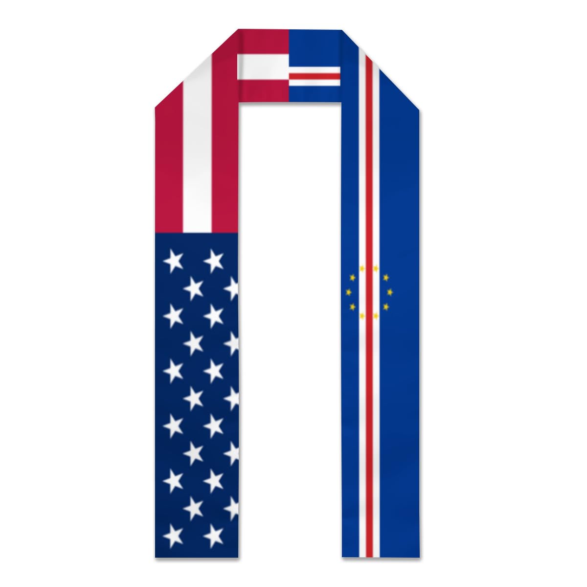 America Flag and Cape Verde Verdean Flag Graduation Sash,Graduation Stole Scarf Gifts for International Student