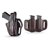 1791 Gunleather - Thumb Break Holster for Springfield XDS & Double Mag Pouch - OWB Leather Holster - Fits Glock 17, 19, Ruger SR9, SR22, Sig Sauer P225, SW Shield MP9 MP40, Walther CCP, Taurus G2