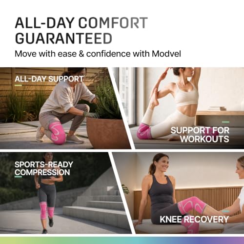 Image of Modvel 2 Pack Knee Brace for Women - Knee Support for Walking, Knee Compression Sleeves for Pain Relief, Knee Sleeves for Women, Knee Brace for Sports, Workouts & Arthritis