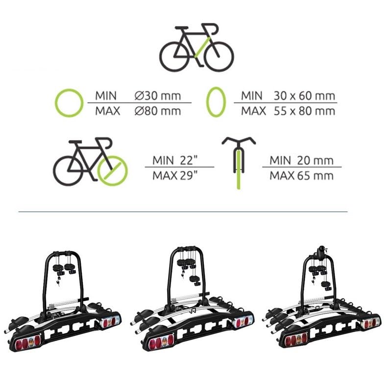 Portabici Summit-somma 606 Per Gancio Traino - Piattaforma Per 3 Biciclette - 3