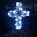 COOZZYHOUR Solar Cross Garden Lights Outdoor Decorative - Solar Metal&Glass Cross Blue Hydrangea Flower Stake Lights- Waterproof 20 Warm White LED for Remembrance Gifts