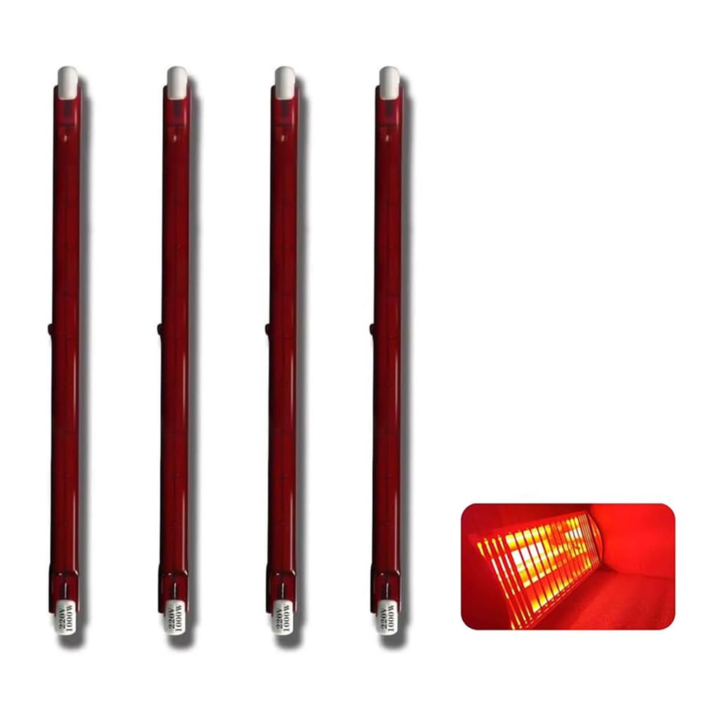 Halogen Bulb R7s Dimmable, 118mm 500W R7s Infrared Bulbs for U3 Heater, Red Quartz Heating Light Tube 500lm, 1000W 254mm R7s J-Type Linear Light, 360° Beam Angle Floodlight,254mm 1300W,4Packs