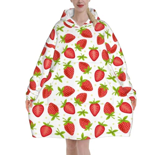 Sweat à capuche couverture flanelle unisexe pull géant imprimé fraise
