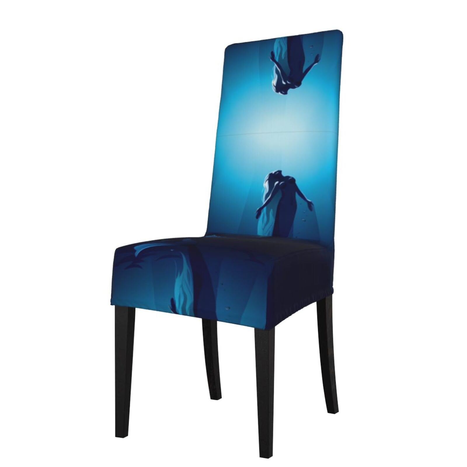 YYHHAOFA Blue Mermaid Prints Protection Cover for Dining Chair - Stretch Slipcovers, Easy Refresh for Your Dining Room & Event Decor