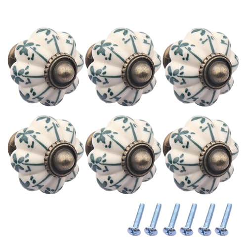 RSWZSFL Pomos para Puertas de Cerámica con forma de Calabaza Pomos para Armarios con un Solo Orificio Tiradores para Muebles Tiradores para Cajones de Cocina para Cómodas,Guardarropas (K)