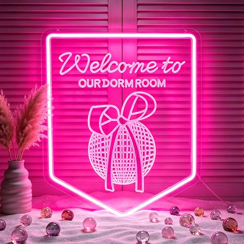 Image of Pink Neon Sign Led Neon Lights Signs for Wall Decor USB Powered Led Signs for Room Decoration-Dormroom Bow