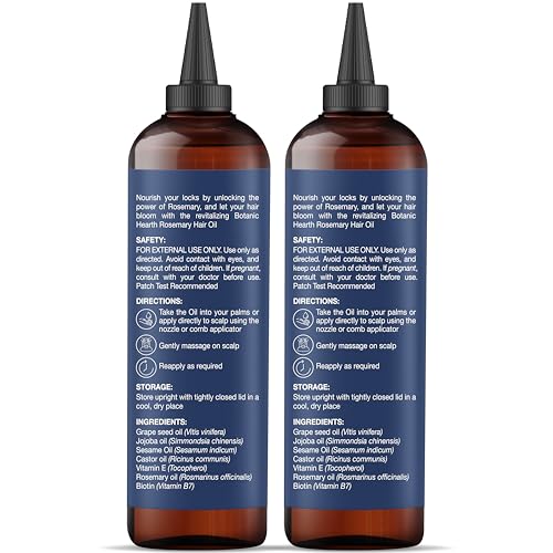 Image of Botanic Hearth Rosemary Oil for Hair Growth - 6.7 Fl oz (Set of 2) | Enriched with Biotin, Castor & Jojoba | Hair Relaxers & Dry Scalp Treatment | Color Safe | Suitable For All Hair Types