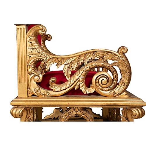Biscottini Thronesessel im Barock-Stil, 194 x 92 x 96 cm, Sessel aus massivem Holz mit hoher Rückenlehne, königlicher Sessel, Sessel, Riesensessel für Räume und Häuser – Bild 6