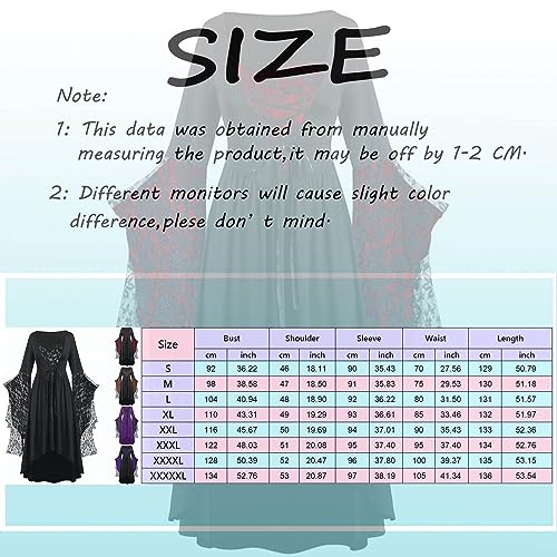 Witch Costume Women Plus Size Lace Butterfly Sleeve Gothic Halloween Dress - image 3