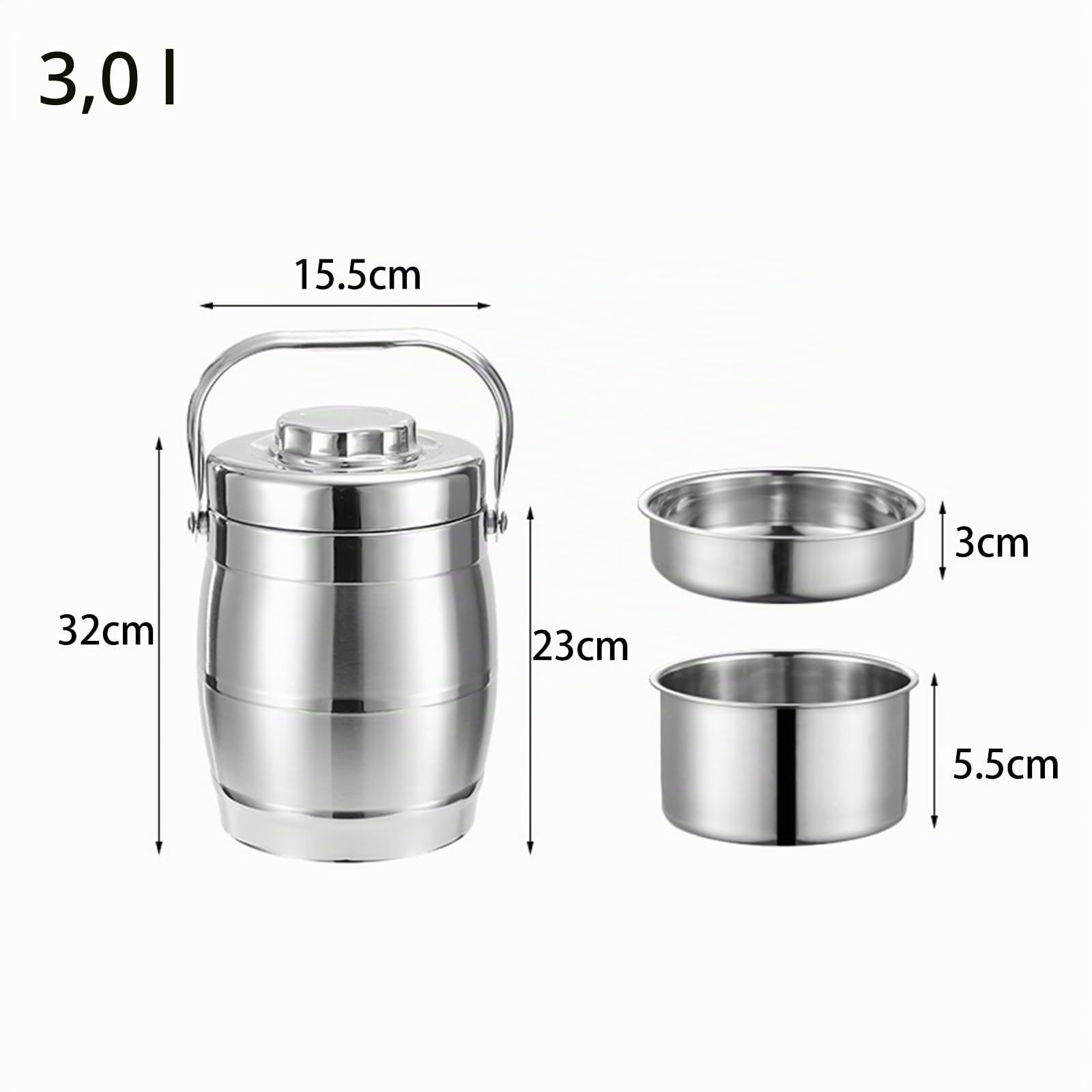 Isolierbehälter for Lebensmittel aus Edelstahl, Thermo-Lunchbox, auslaufsichere Thermo-Lunchbox for Lebensmittel, Mahlzeiten, Suppe(3.0L)