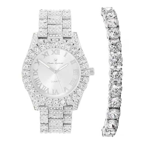 Charles-Raymond-Womens-Big-Rocks-Bezel-Colored-Dial-with-Roman-Numerals-Fully-Iced-Out-Watch-ST10327LA