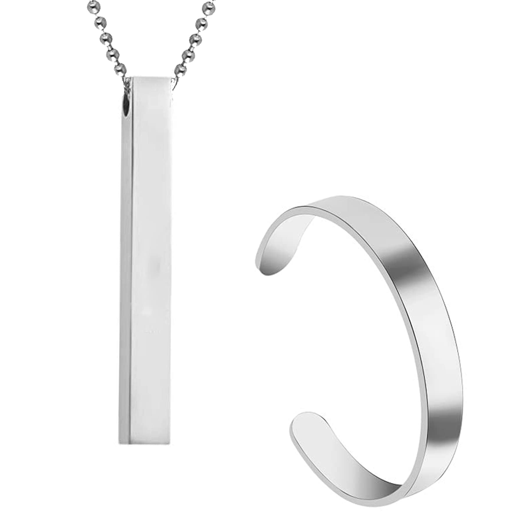 Okos Mens Jewellery Combo of 2 Rhodium Plated Stainless Steel 3D Cuboid Vertical Bar/Stick Locket Pendant Necklace With Adjustable Half Kada for Boys and Men CO1000437RHD (B0BDFTFB8K) Amazon Price History, Amazon Price Tracker
