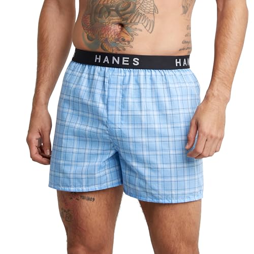 Hanes Ultimate Men's 5-Pack Yarn Dye Exposed Waistband Boxer-(Colors May Vary), Large, Assorted Print, Medium2
