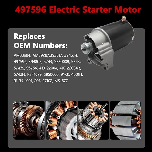 Starter Motor para Briggs & Stratton Engines Air Cooled 14HP 16HP 18HP / John Deere Lawn 116 116H Reemplaza OE# 497596 394808 9799 106684 399928 AM38984 AM39287 SBS0008 miniatura 3