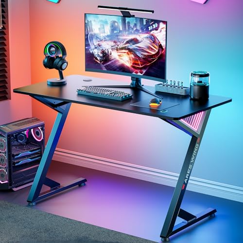 ARES WING 47 Inch Gaming Desk, Ergonomic Computer Desk with LED Light and DIY Control Cable, Gaming...