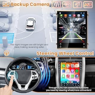 Car Radio for Ford Edge 2011 2012 2013 2014 with Wireless Carplay & Android Auto Head Unit | 12.1 inch 1280*800P Touch Screen Android Car Stereo Receiver with GPS | Backup Camera | Bluetooth/SWC/FM/AM