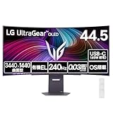 【VGP 2025 Summer 金賞】LG ゲーミングモニター UltraGear OLED 45GX90SA-B 44.5インチ 曲面 800R/3440×1440/240Hz/有機EL/0.03ms/webOS/DCI-P3 98.5%/AirPlay 2/Miracast/USB Type-C 最大給電65W/HDMI（eARC）/有線LAN/リモコン付属