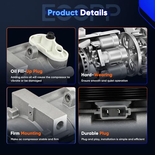 Image of ECCPP A /C Compressor with Clutch 1997-2001 Fit for Ford E-150 E-250 Econoline 4.2L AC Compressor Strong Cooling