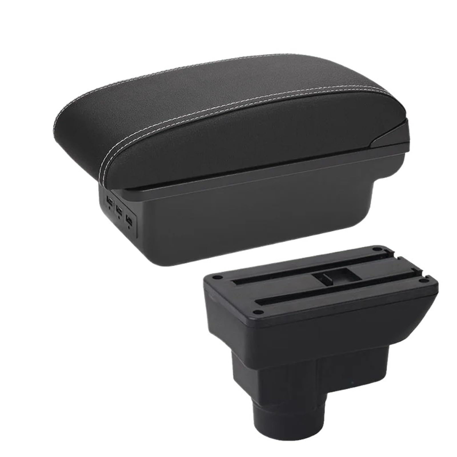 Umdjju B3 Black White 3Usb For Opel For Corsa D 2011-2019 Car Armrest Backrest Interior Parts Storage Box Retrofit Accessories Car Centre Console Armrest Box(B3 Black White 3Usb)