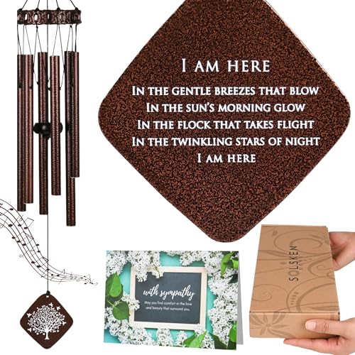 Image of Memorial Wind Chimes I Tree of Life Wind Chime I Windchimes in Memory of a Loved One I Bereavement Gift for Loss of Father, Mother, Wife, Husband I Condolence Remembrance Gift I 29 inch Bronze